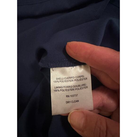 Donna Morgan Women's Short Sleeve Hi-Low Hem Chiffon Trapeze Dress Size 14 Multi - Picture 9 of 9